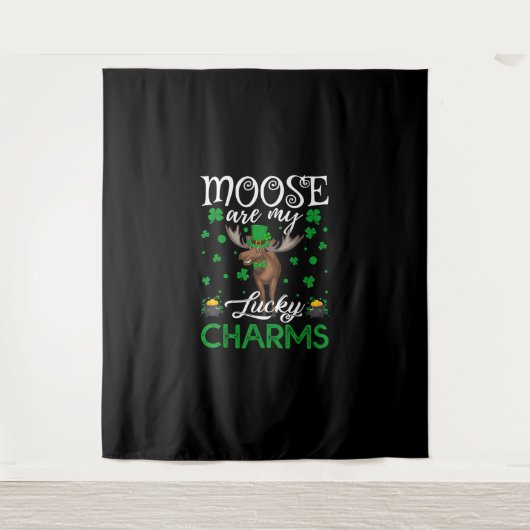 Tenture Moose Are My Lucky Charms Moose St. Patrick's Day (Devant)