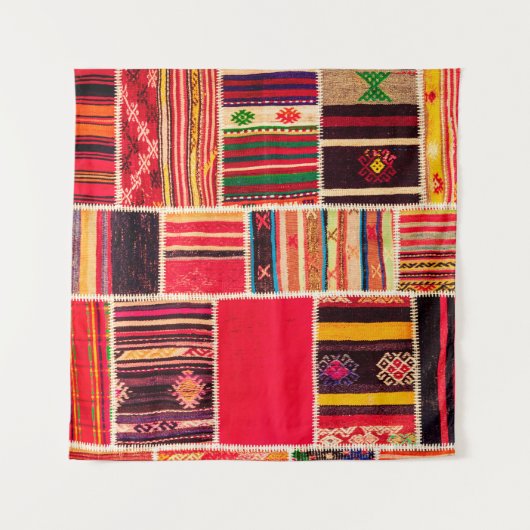 Tenture Moquette turque patchwork fait main. Patchwork Pat (Devant (Horizontal))