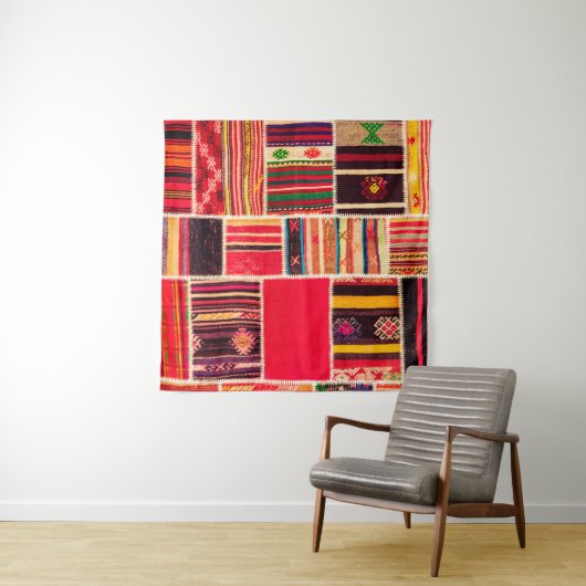 Tenture Moquette turque patchwork fait main. Patchwork Pat (En situation (horizontale))