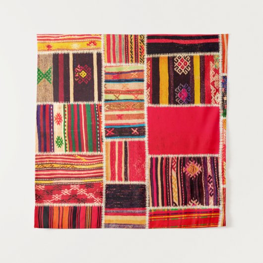 Tenture Moquette turque patchwork fait main. Patchwork Pat (Devant)