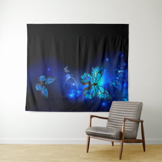 Tenture Morpho Butterfly in the Dark Background (En situation (horizontale))