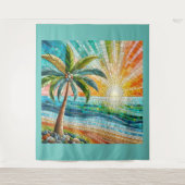 Tenture Mosaic Tropical Plage Coucher de soleil Palm Tree (Devant)