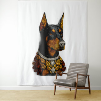 Tenture Mosaïque de pierres précieuses de Doberman Art de