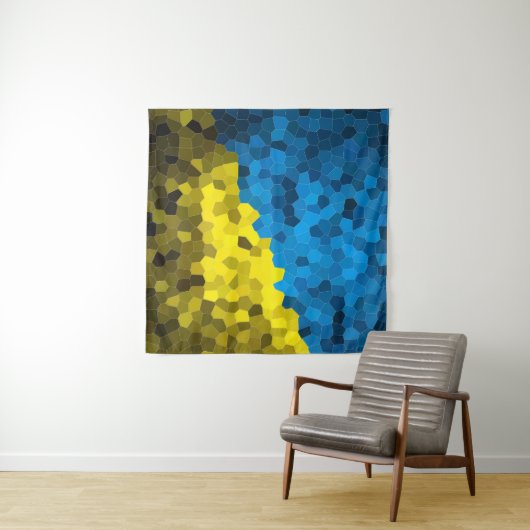 Tenture Mosaïque du drapeau ukrainien (En situation (horizontale))