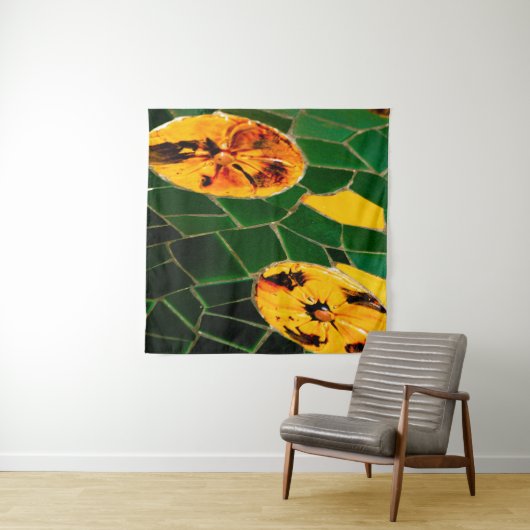 Tenture Mosaïque jaune et verte (En situation (horizontale))