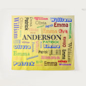 Tenture Mot de famille Cloud stylisé Arrière - plan Jaune (Devant (Horizontal))