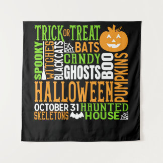 Tenture Mot d'Halloween Jumble coloré mignon araignée Citr