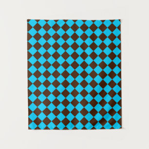 Tenture Motif à carreaux diamant bleu marron	