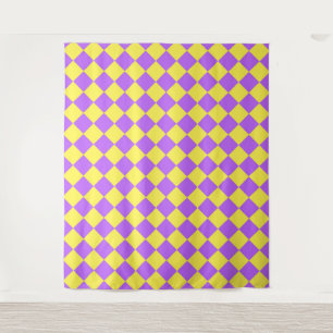 Tenture Motif à carreaux diamant jaune violet