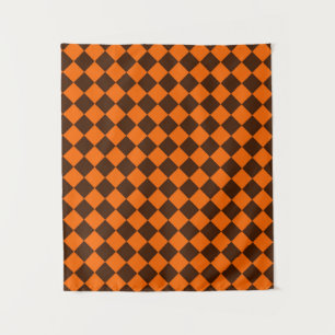 Tenture Motif à carreaux diamant orange marron