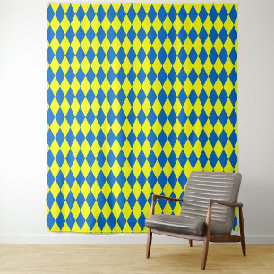 Tenture Motif à carreaux Harlequin bleu jaune