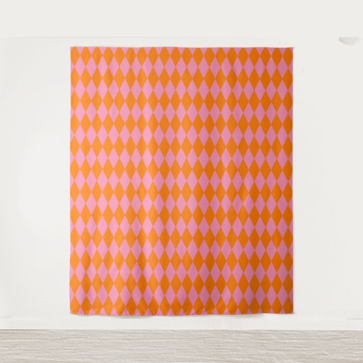 Tenture Motif à carreaux Harlequin orange et rose (Devant)