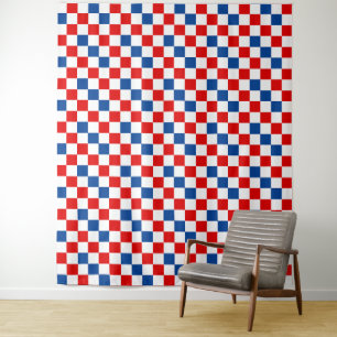 Tenture Motif à carreaux rouge blanc bleu