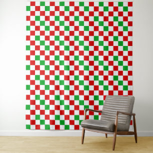 Tenture Motif à carreaux rouge blanc vert