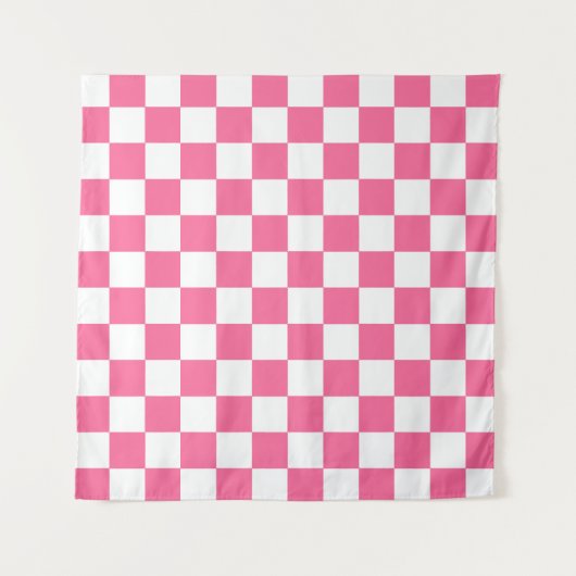 Tenture Motif À damiers chèque rose blanc (Devant)