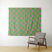 Tenture Motif À damiers chèque rose vert (En situation (horizontale))