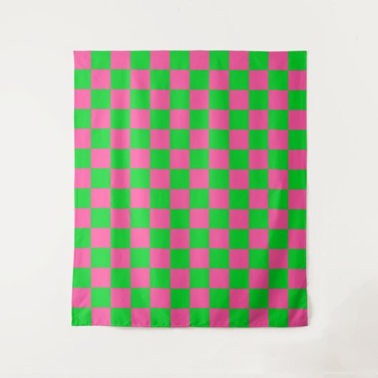 Tenture Motif À damiers chèque rose vert (Devant)