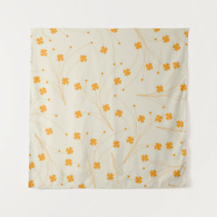Tenture Motif à fleurs les années 70 beige orange rétro Y2
