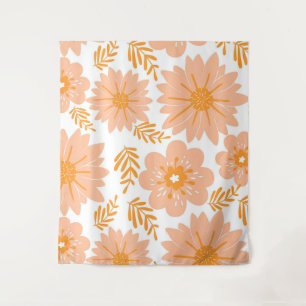 Tenture Motif à fleurs orange Fuzz Vintage rétro