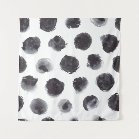 Tenture Motif à points Polka : noir, gris. (Devant)