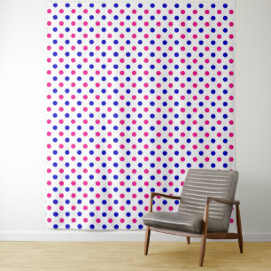 Tenture Motif à pois blanc rose bleu