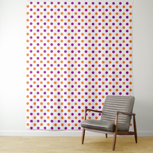 Tenture Motif à pois orange violet blanc (En situation)