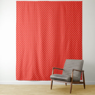 Tenture Motif à pois sur fond rouge uni