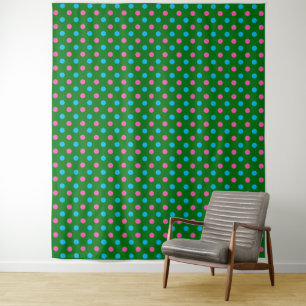 Tenture Motif à pois vert rose bleu