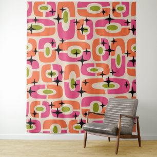 Tenture Motif abstrait cosmique rétro moderne du milieu du