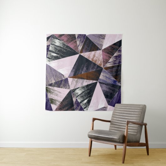 Tenture motif Abstrait en polygone, triangles colorés. (En situation)