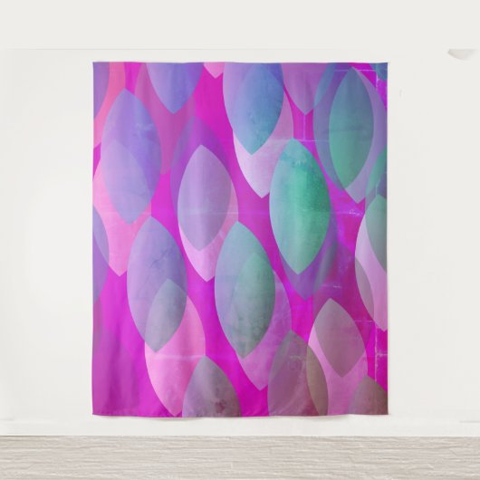 Tenture Motif Abstrait Moderne | Magenta Violet Rose Turqu (Devant)