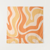 Tenture Motif Abstrait Retro Liquid Swirl dans Soft Orange (Devant (Horizontal))
