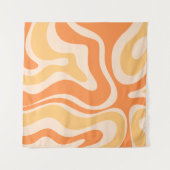Tenture Motif Abstrait Retro Liquid Swirl dans Soft Orange (Devant)