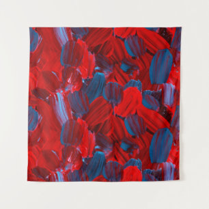 Tenture motif Abstrait transparent en rouge et bleu