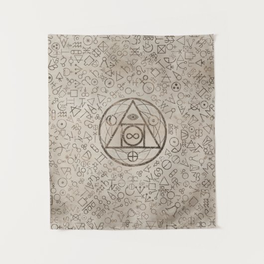 Tenture Motif alchimique 3 du symbole en pierre du (Devant)