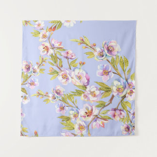Tenture Motif aquarelle de pommier cerisier en fleurs