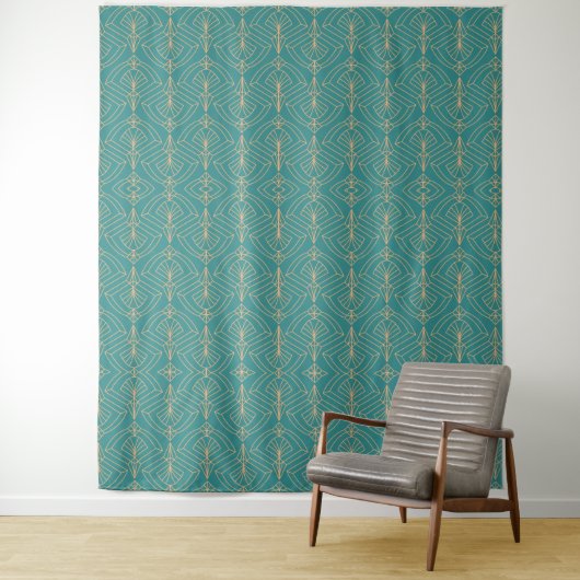 Tenture Motif Art Déco avec des formes géométriques dorées (En situation)