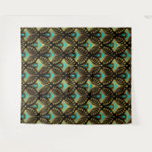 Tenture Motif Art déco or et bleu sur noir (Devant (Horizontal))