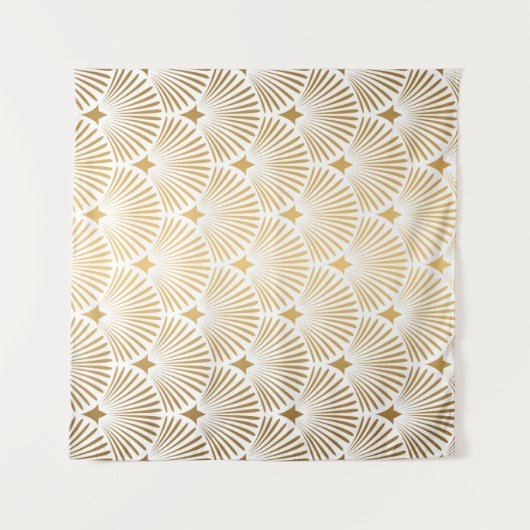 Tenture Motif Art déco. Simples grappes blanches et dorées (Devant (Horizontal))