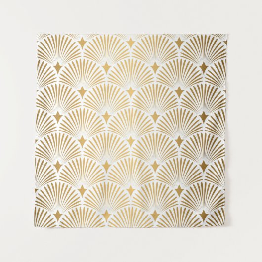 Tenture Motif Art déco. Simples grappes blanches et dorées (Devant)
