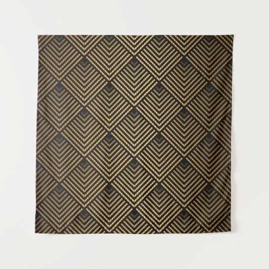 Tenture Motif Art déco. Simples grappes noir et or (Devant)
