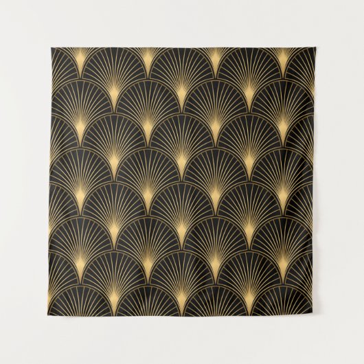 Tenture Motif Art déco. Simples grappes noir et or (Devant)
