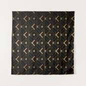 Tenture Motif Art déco. Simples grappes noir et or (Devant (Horizontal))