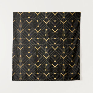 Tenture Motif Art déco. Simples grappes noir et or