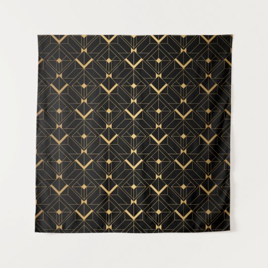 Tenture Motif Art déco. Simples grappes noir et or (Devant)
