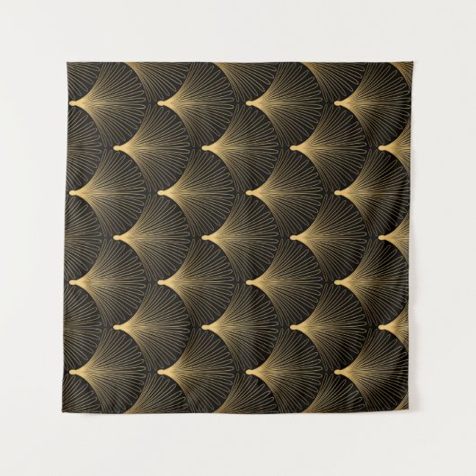 Tenture Motif Art déco. Simples grappes noir et or (Devant (Horizontal))