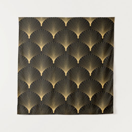 Tenture Motif Art déco. Simples grappes noir et or (Devant)