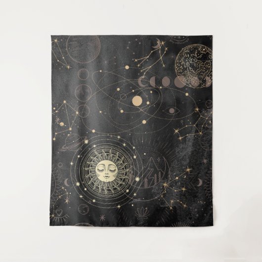 Tenture Motif Astrologique Black Gold (Devant)