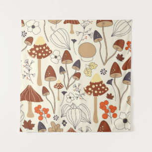 Tenture Motif automatique sans soudure avec champignons, f