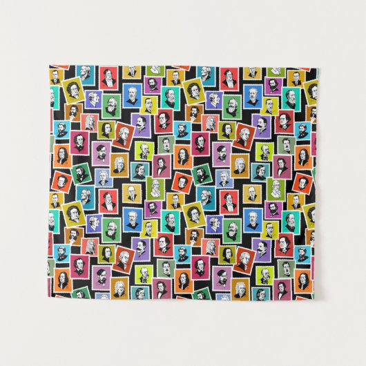 Tenture Motif avec portraits des plus grands compositeurs (Devant (Horizontal))